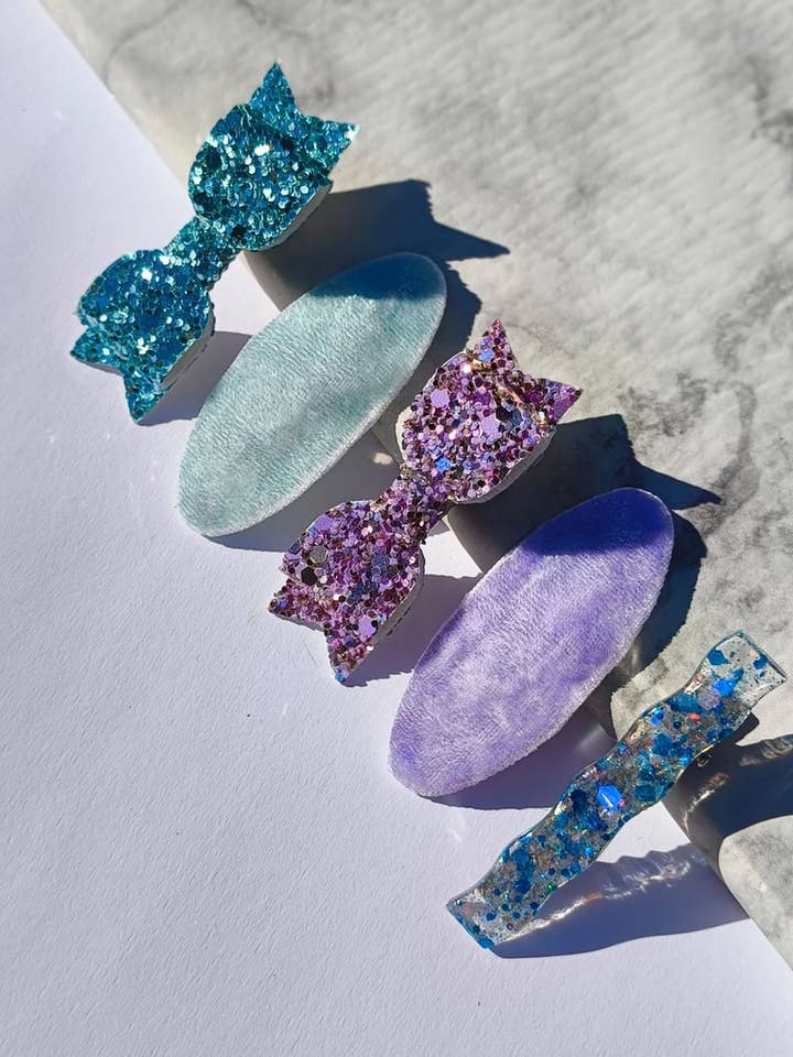 ⋒ FLUFFY SETS I - Set of 5 hair clips ⋒ for wholesale by Gleebee