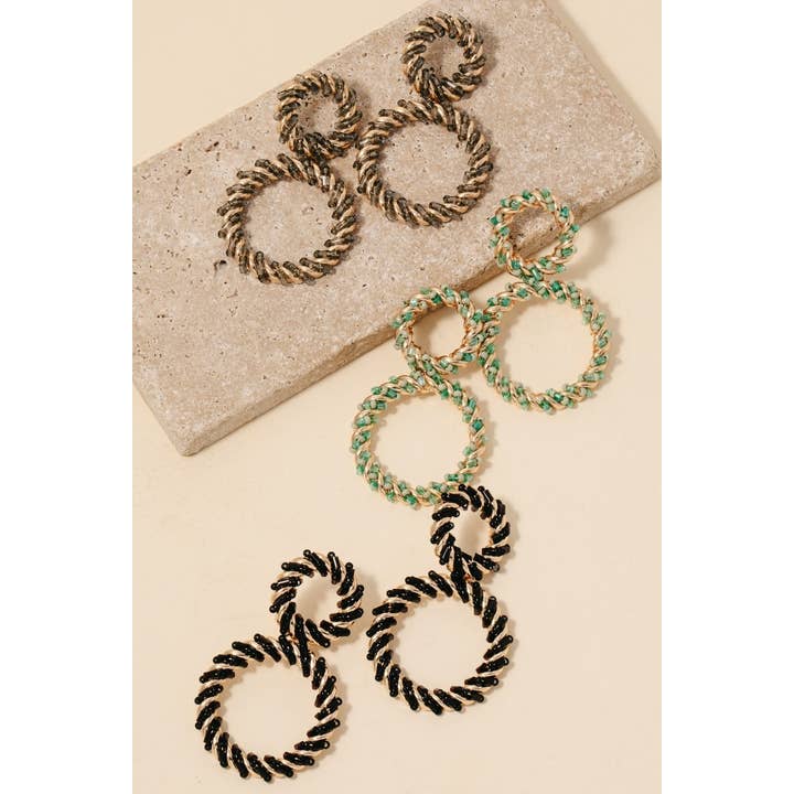 Anarchy Street - Wholesale Dangle Earrings - Bead And Wire Metallic Braid Hoops Dangle Earrings