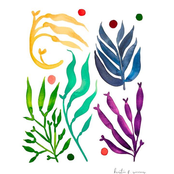 Blauer Matisse ~ Seetang-Semaphor für den Großhandel von Kristin F. Simmons Watercolors