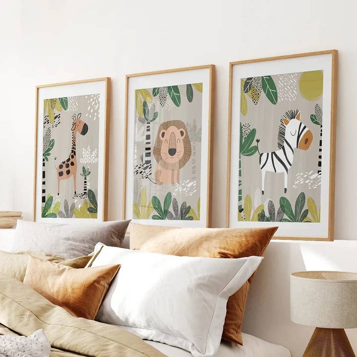 Safari Baby Animal Art Print. Kids Room Wall Art for wholesale by Art Lane