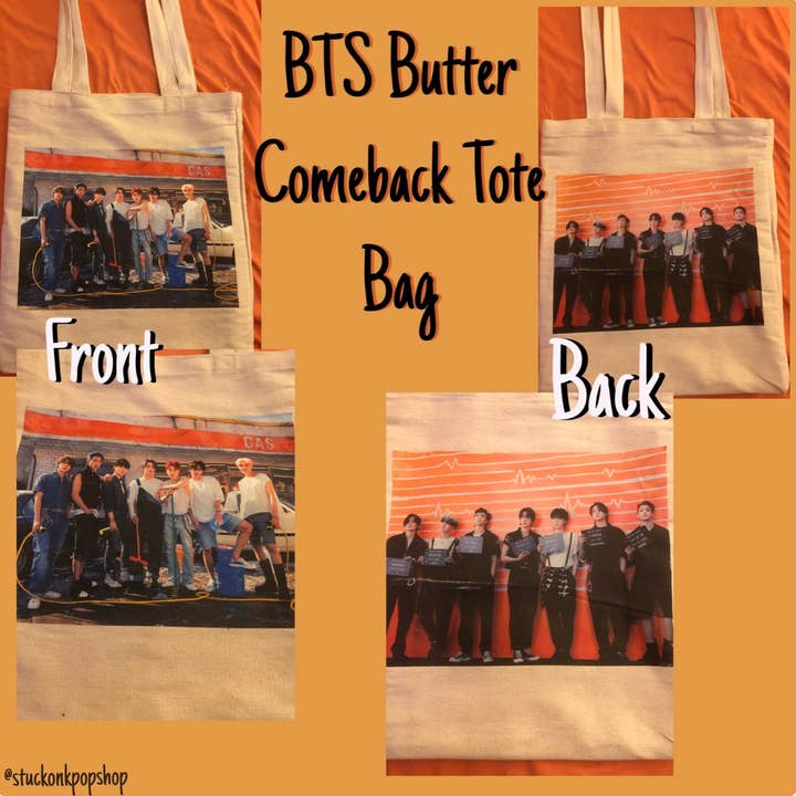 BTS Butter Comeback Tote Bag for wholesale by Stuckonkpop
