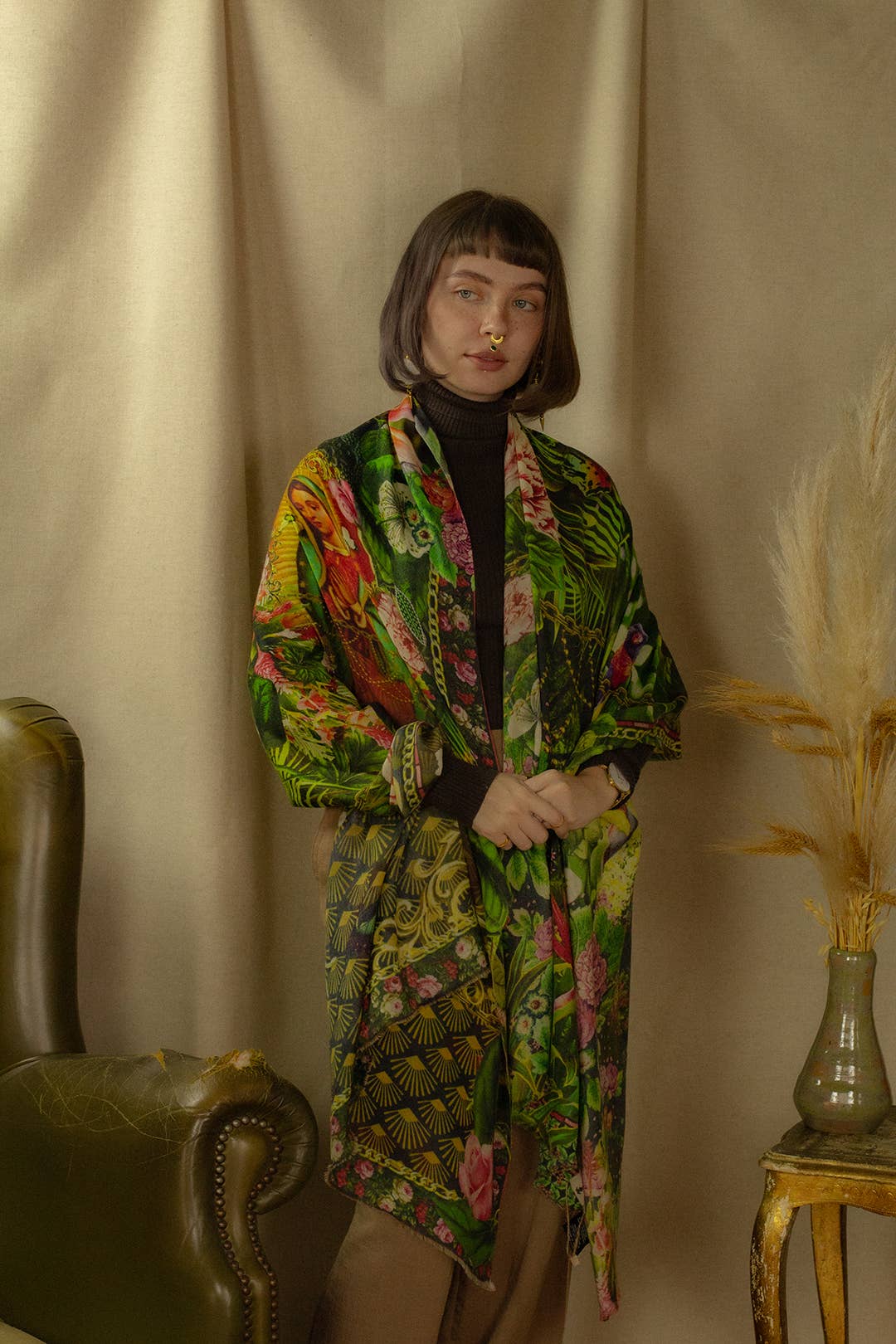 BROKANTE – wholesale Halsduk - Dam – Stor kashmirsjal 200x70cm, tryck MARIE6