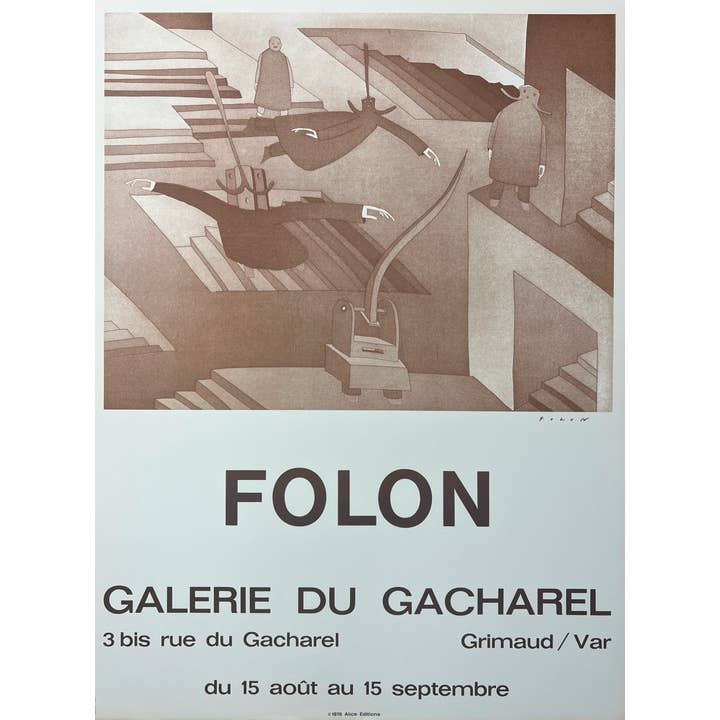 Folon Galerie Du Cacharel 1972 Litografi Konstverk för wholesale av Deluxe Fine Art