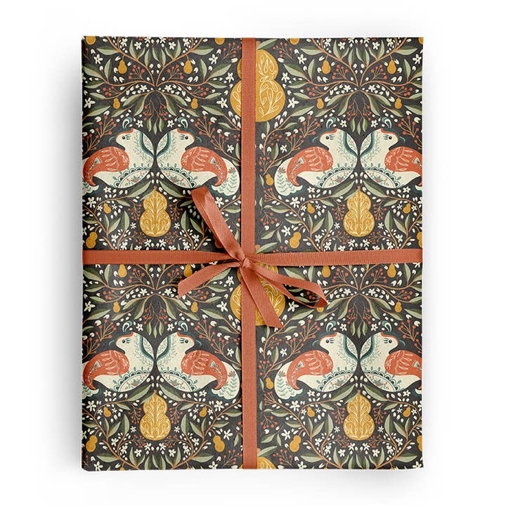 Folk Partridge & Pear Wrapping Paper – 3 Rolls|3 Sheets Each for wholesale by Amicreative