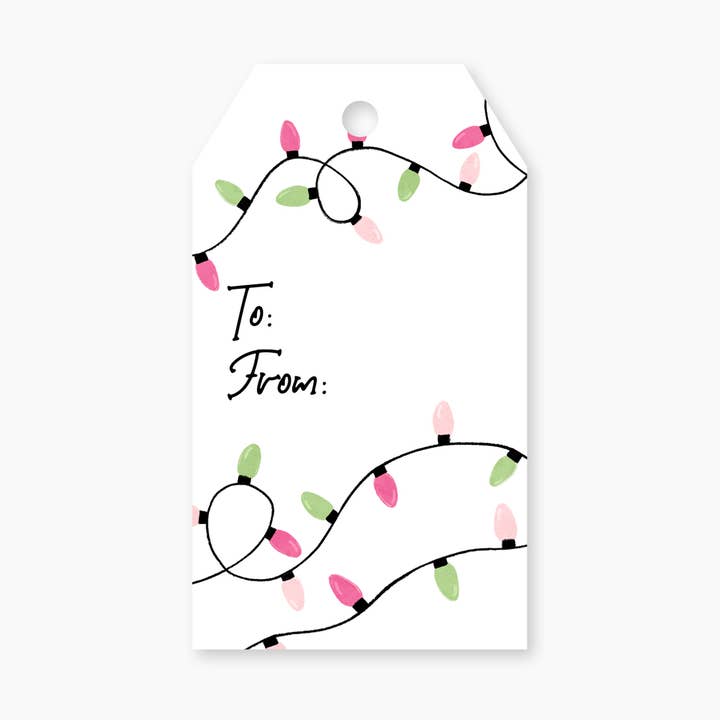 Confezione di Etichette Regalo Luci di Natale - Set di 10 (3,5"x2") per la vendita all'ingrosso da parte di Paper Bunny Press