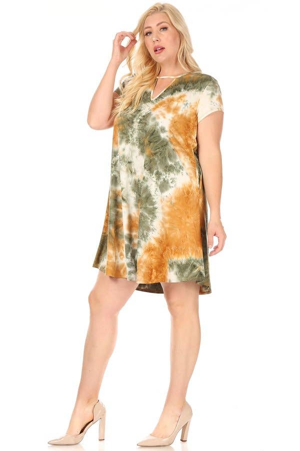 VIBE Apparel Co – wholesale Klänning - Dam – Plus slips färgämne nyckelhål sväng klänning12