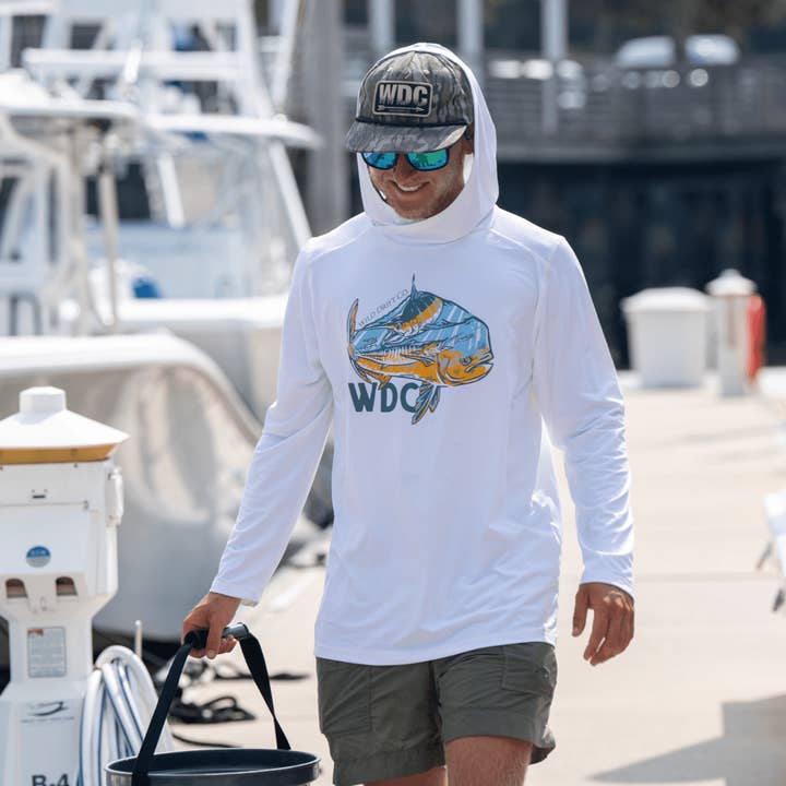 WDC White Performance Fishing Shirt for wholesale by Wild Drift Co. (WDC)