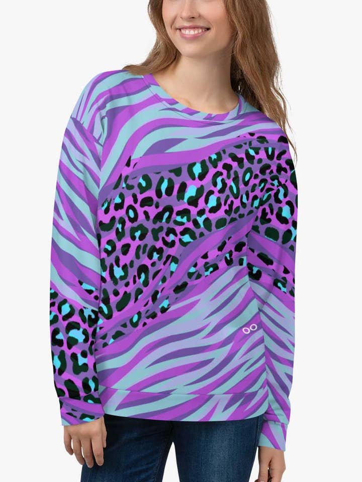 Fleece Sweatshirt "Cheetiger" Purple for wholesale by Loony Legs