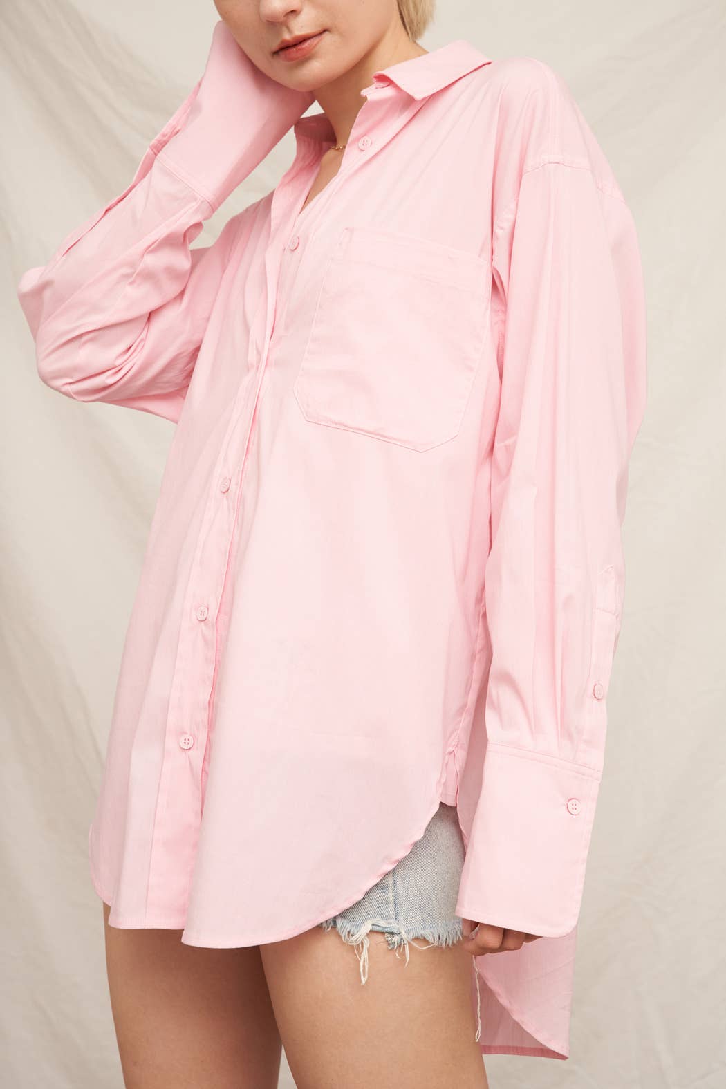 En Crème - Wholesale Button Down Shirt - Women's - Long Sleeve Oversize Button Down Shirt8