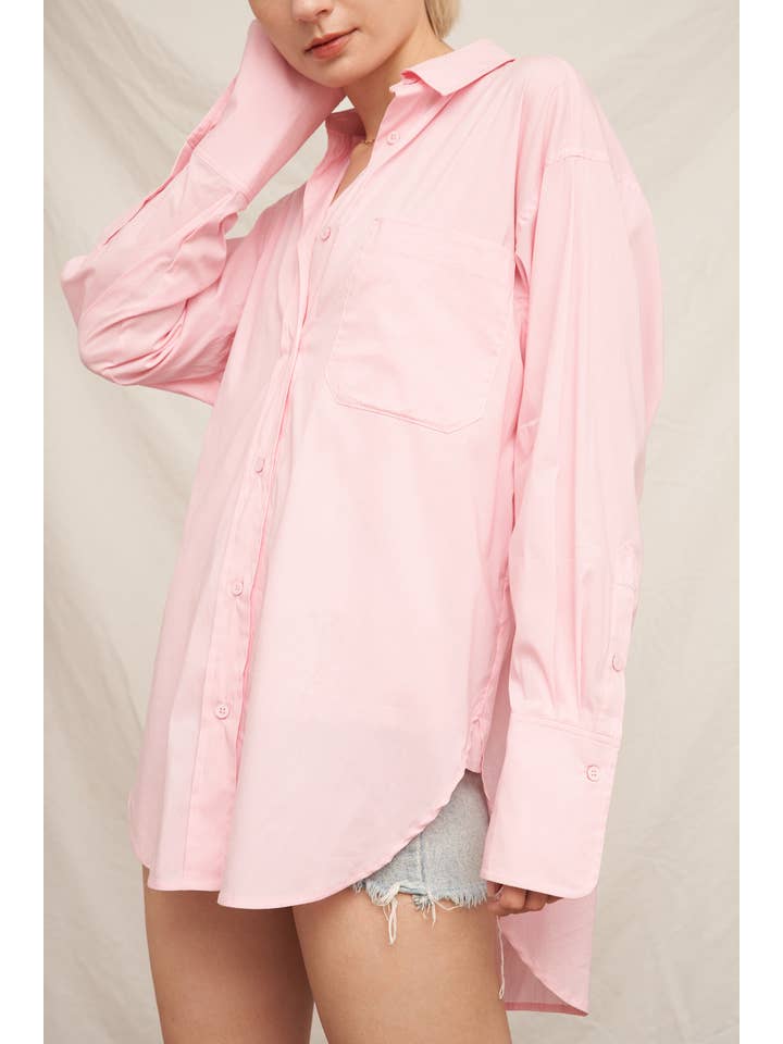 En Crème - Wholesale Button Down Shirt - Women's - Long Sleeve Oversize Button Down Shirt8