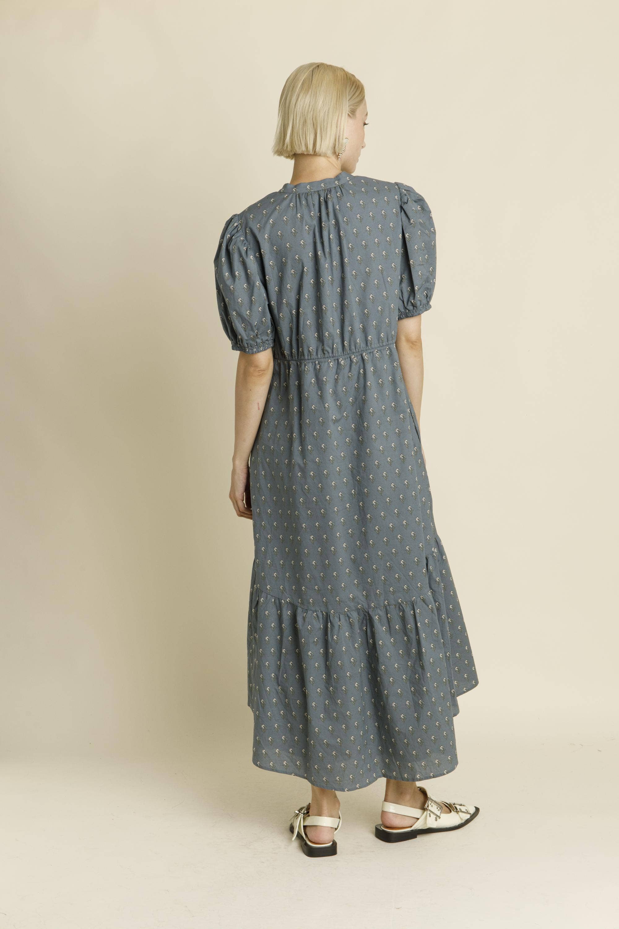 Aureum - Wholesale Dress - Women's - AD1949 - FLORAL MIDI DRESS W/ TIES2