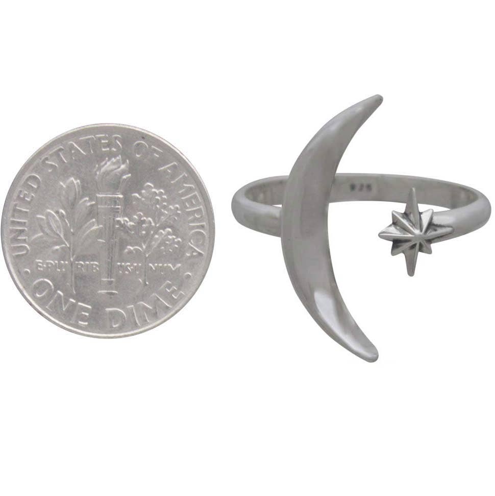 Nina Designs – wholesale Cocktail/statement ring – Sterling Silver or Bronze Adjustable Moon and Star Ring2