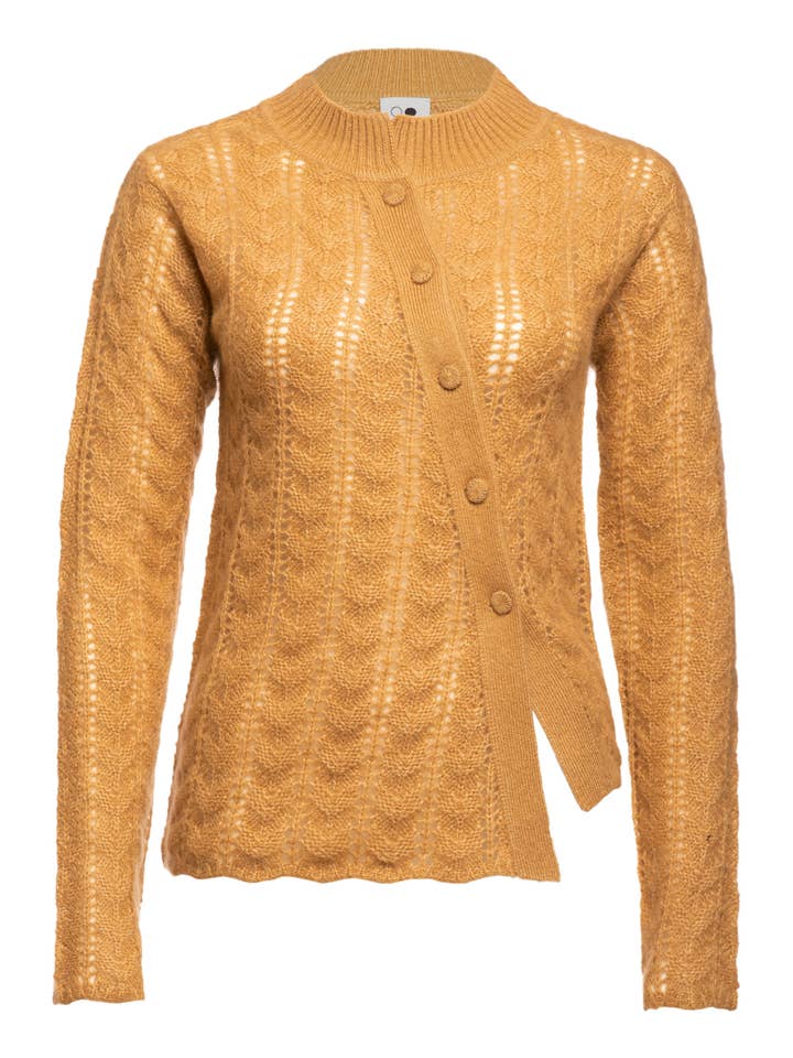 Camisola de Malha Assimétrica com Decote Redondo em Espinha de Peixe Garnet por atacado de OO-TO