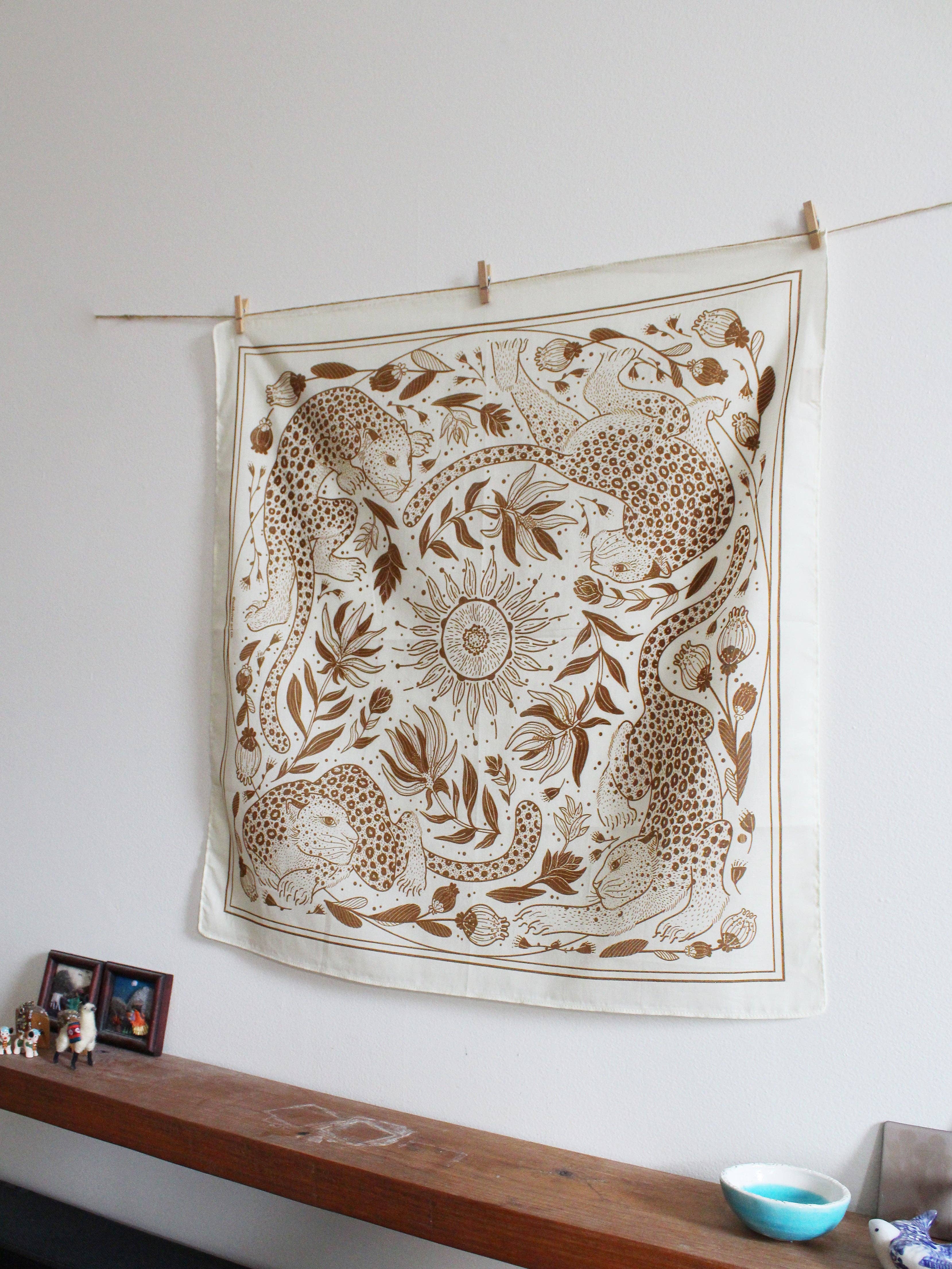 sol&mar art co. - Wholesale Bandana - Unisex - Leopard, and the Sun Bandana Scarf (Off-White/ Redesigned)7