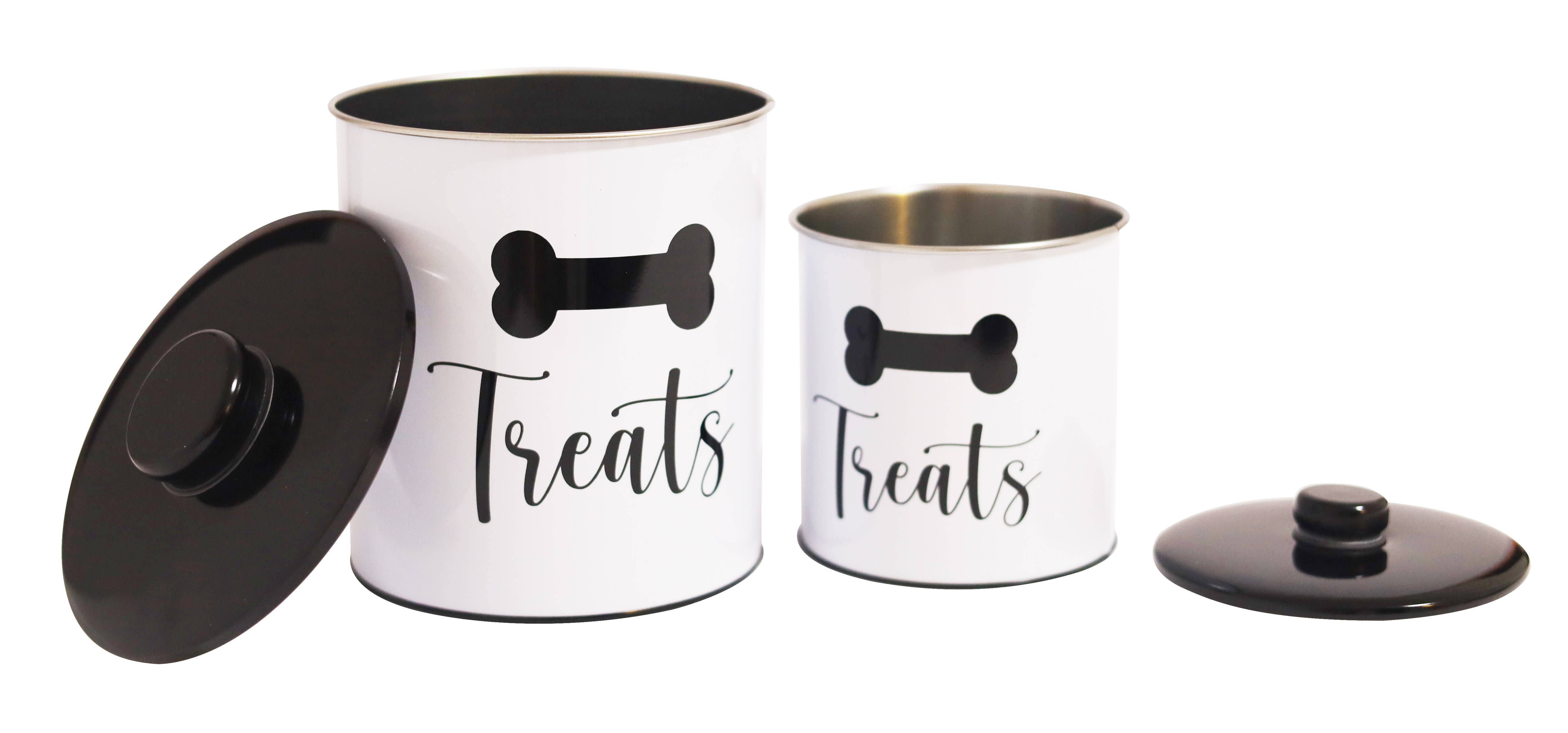 DAHO - Vente Bocal à friandises – chien - Set de 2 boîtes rondes en métal pour friandises pour chiens6