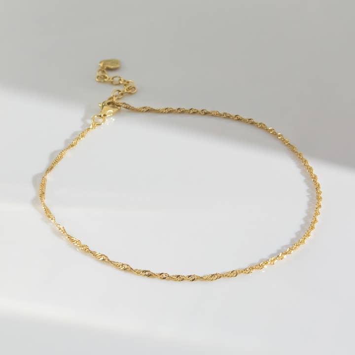 14K Gold Vermeil Twist Chain Anklet for wholesale by Wanderlust + Co