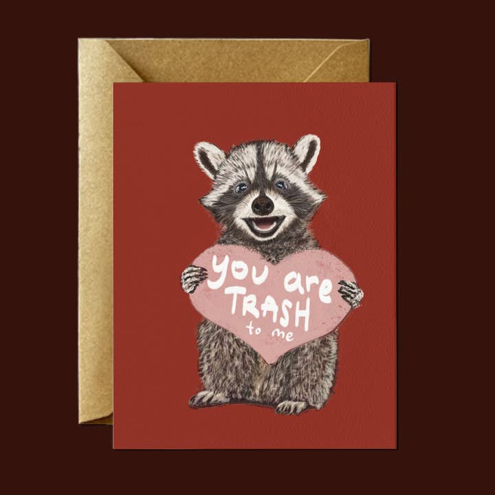 Trash Panda in Love — Love & Friendship Greeting Card for wholesale by Mitzi Bitsy Spider