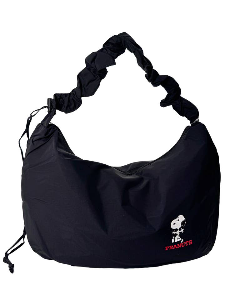 Peanuts Snoopy Say Hi Medium Nylon Black Shoulder Bag for wholesale by LASR