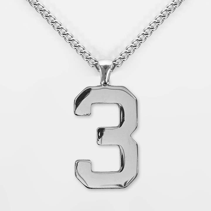 3 Number Pendant with Chain Necklace - Stainless Steel for wholesale by Sleefs