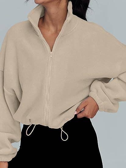 safistyle - Wholesale Jacket - Women's - Zip-Up Drawstring Cropped Jacket5