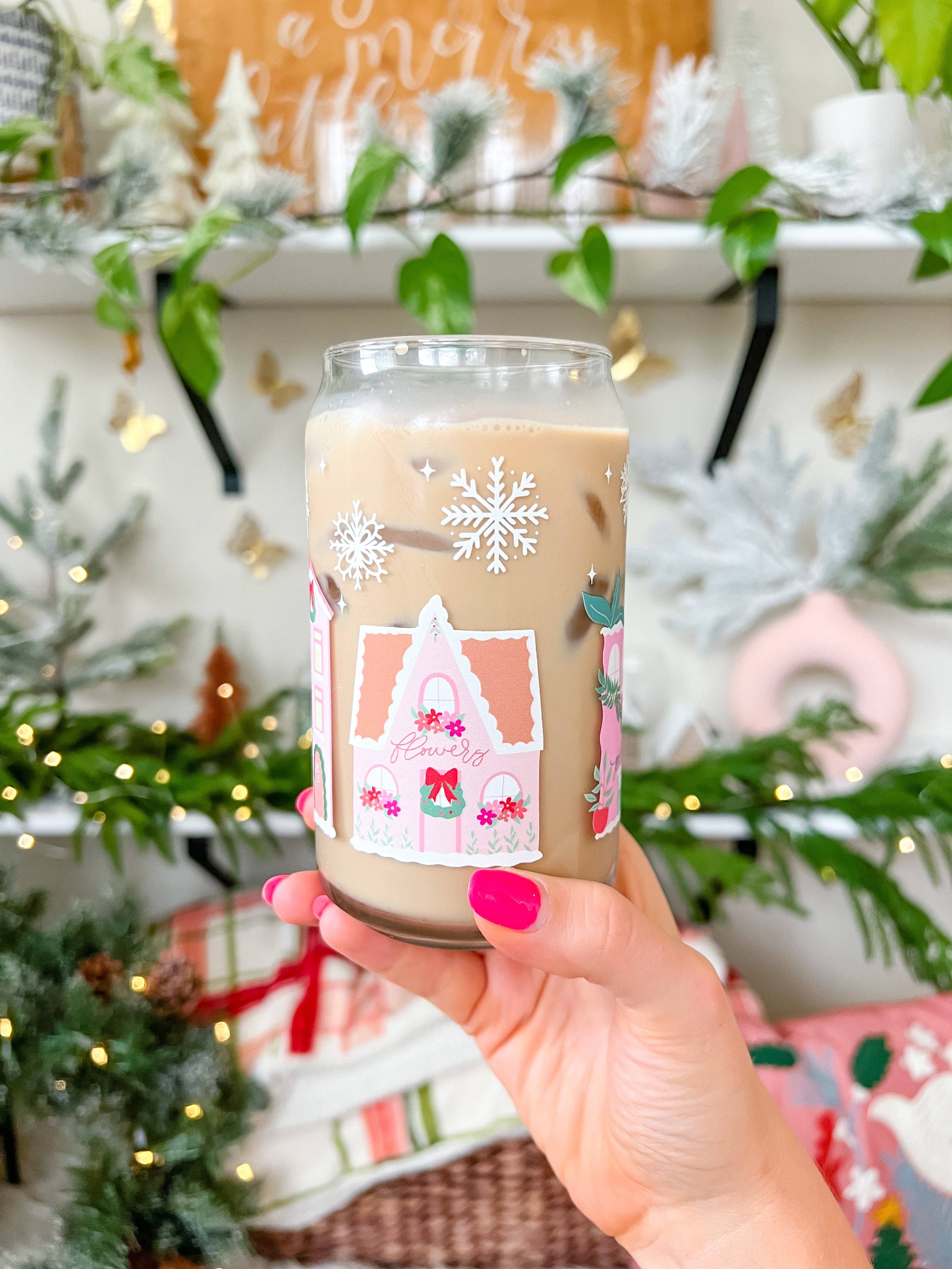 Hart and Flora Shop - Wholesale Drinking Glass/Cup - 16oz Holiday Town Glass3