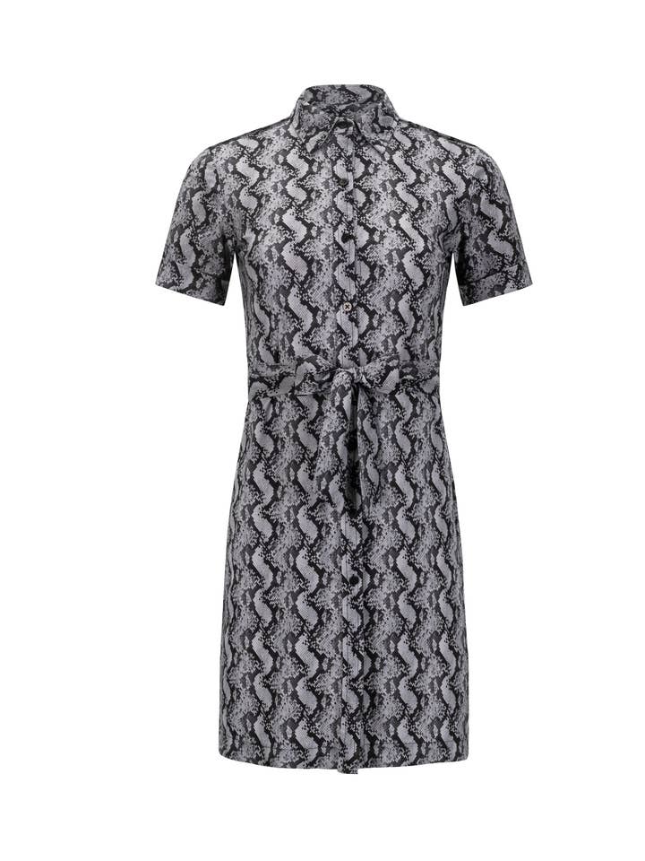 Snake ButtonUp Shirt Dress in Italian MachineWashable Fabric for wholesale by Ameliora