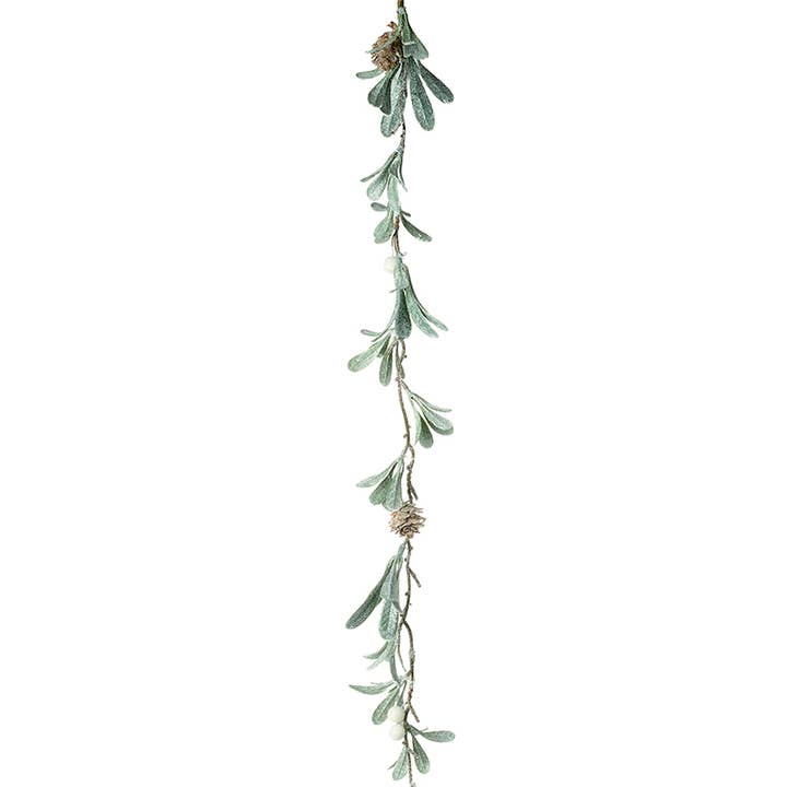 PALE GREEN LEAF GARLAND WITH PINECONE for wholesale by Heaven Sends
