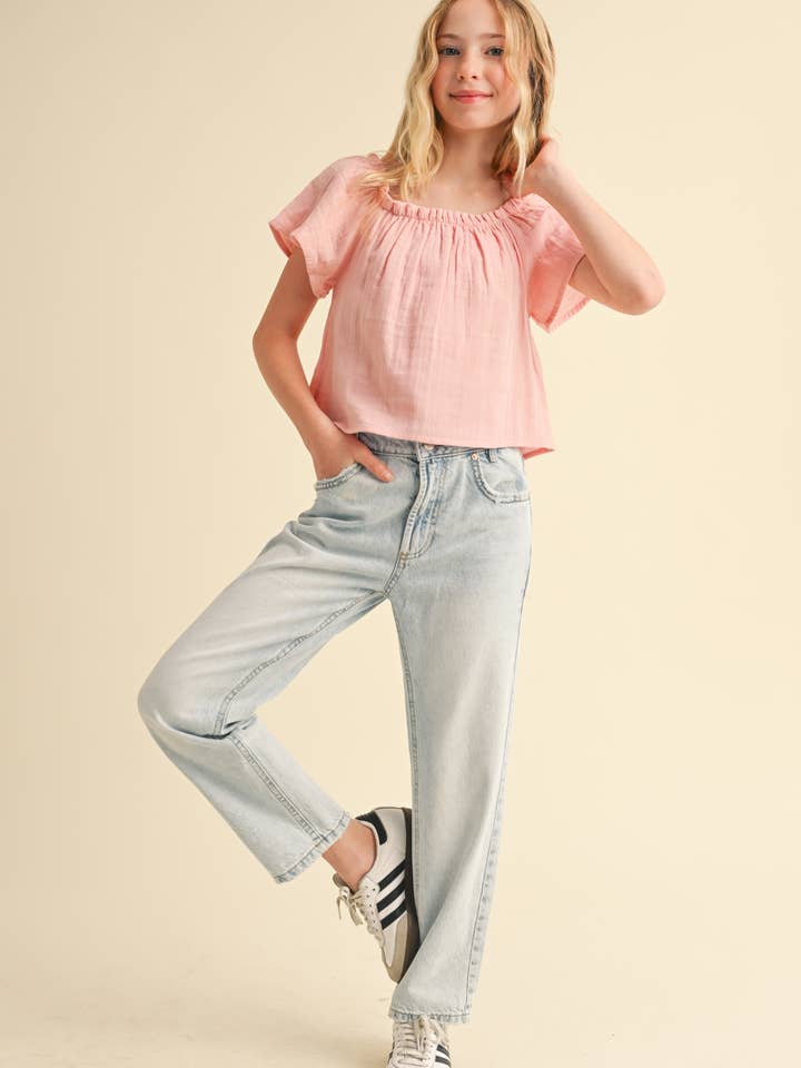 heart and arrow - Wholesale T-Shirt - Kids - TWEEN KIDS GIRLS PEASANT SHORT SLEEVE LOOSE FIT TOP (7-14)