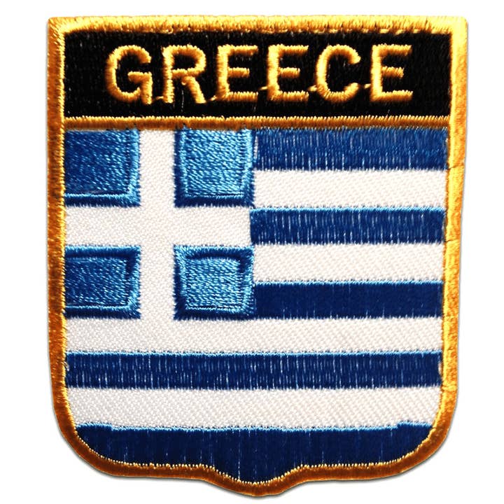 vit Iron-on Patch Grekland Hellas flagga för wholesale på Faire