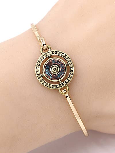 0011 PREMIERE - Venta al por mayor Brazalete - FR4263 Pulsera de Fundición de Bala de Objetivo Winchester Oro_Plata6