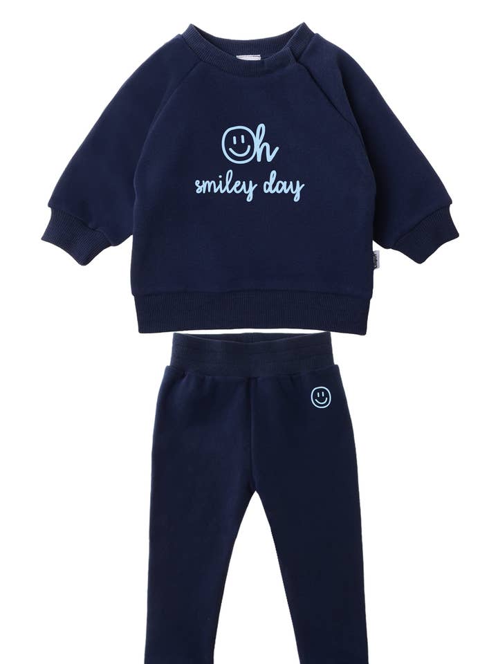 2-delt sæt med sweatshirt og joggingbukser "oh smiley day" for engroshandel hos Liliput