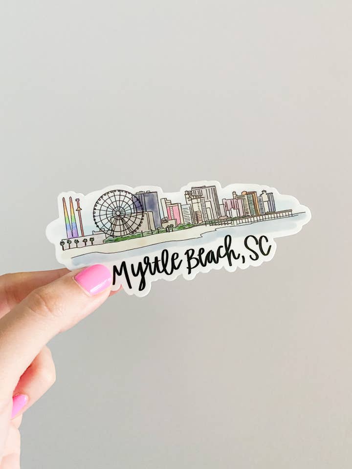 Myrtle Beach South Carolina Skyline Sticker for wholesale by Thirteenwinks