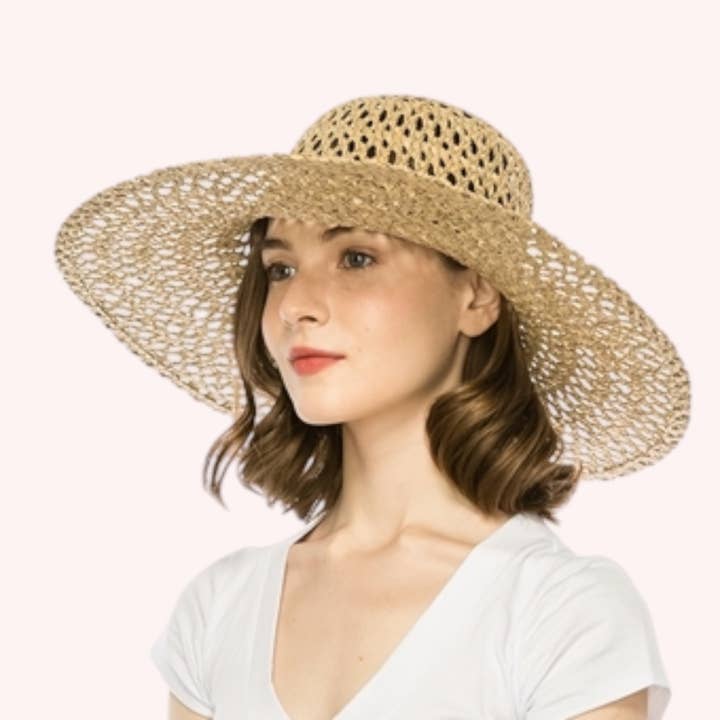 Natural Open Weave Seagrass Straw Hat – Handwoven for wholesale on Faire2