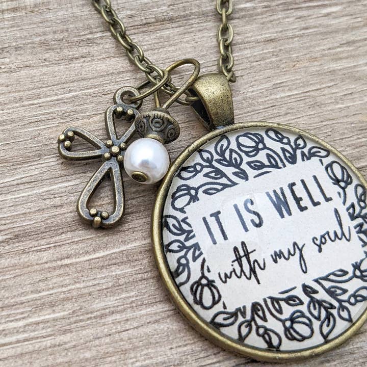 Ivy Barn Designs - Wholesale Pendant/Charm Necklace - It is well with my soul pendant necklace1