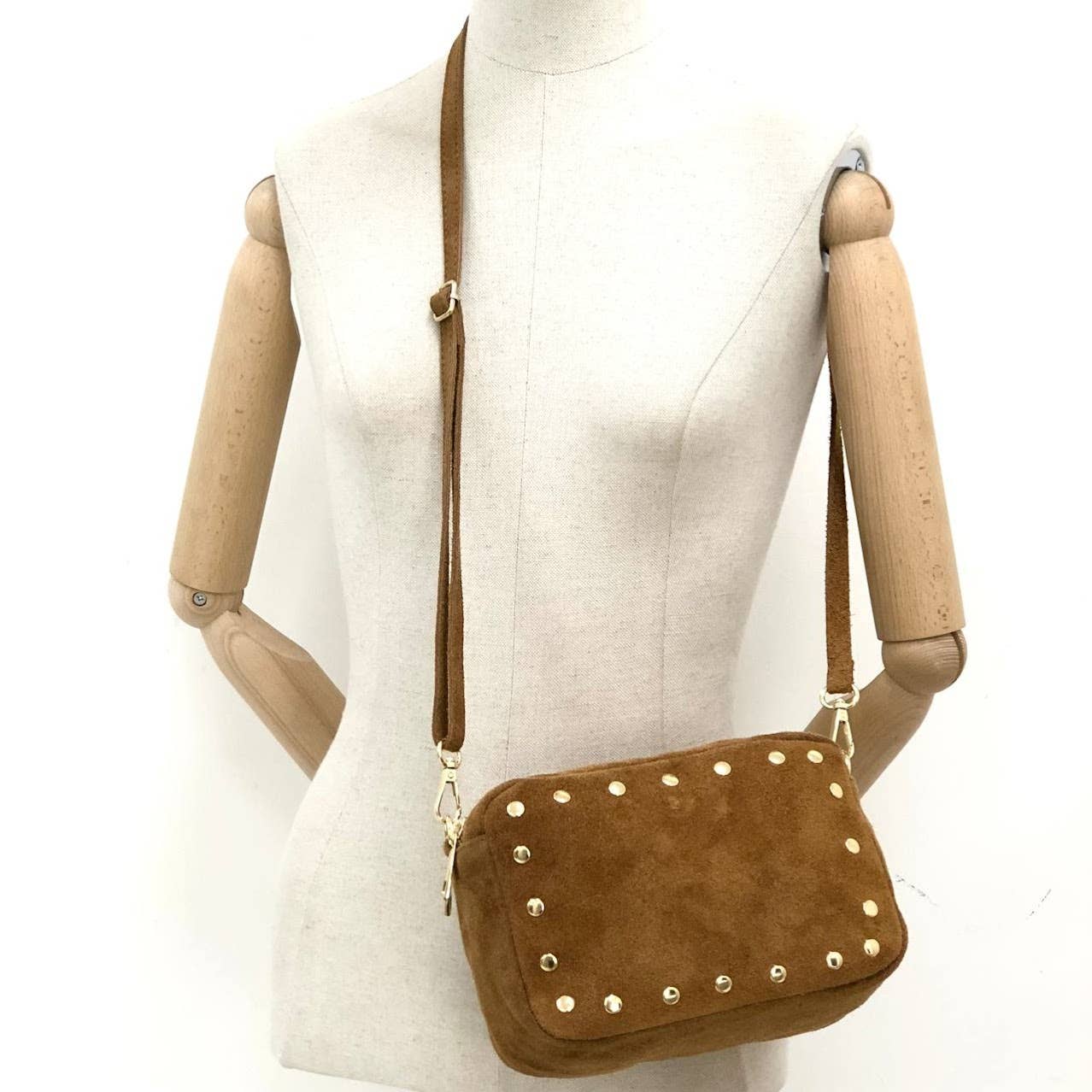 MILANO AMOUR - Wholesale Crossbody Bag - Women's - CROSSBODY BRYAN ZIP SUEDE STUDS5