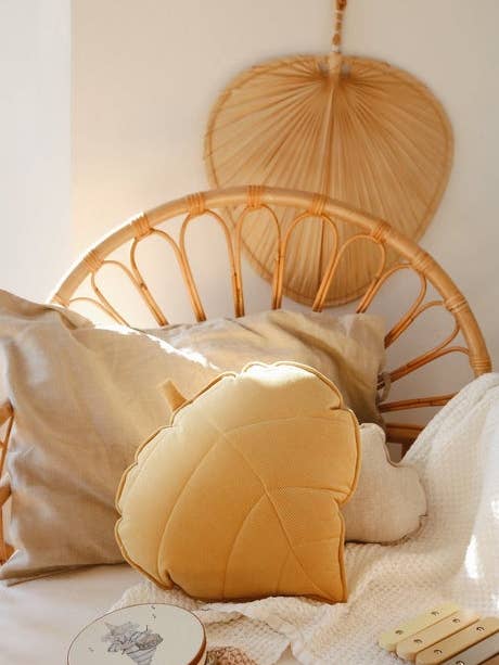 “Honey” Velvet Leaf Pillow for wholesale by Moi Mili