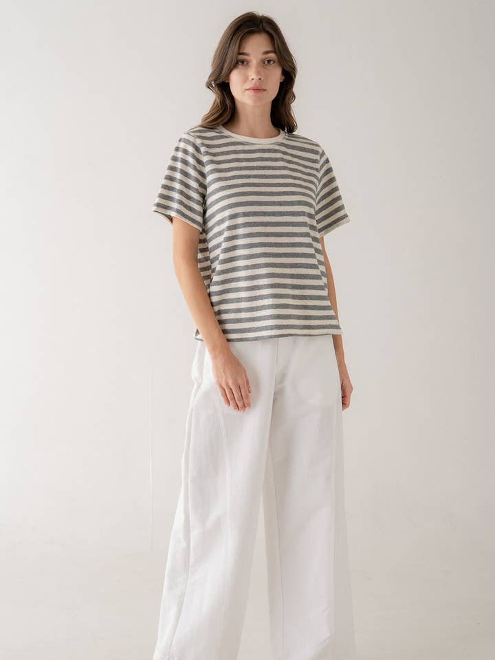 CLASSIC BOLD STRIPE CREW TEE for wholesale by ELLE GREY