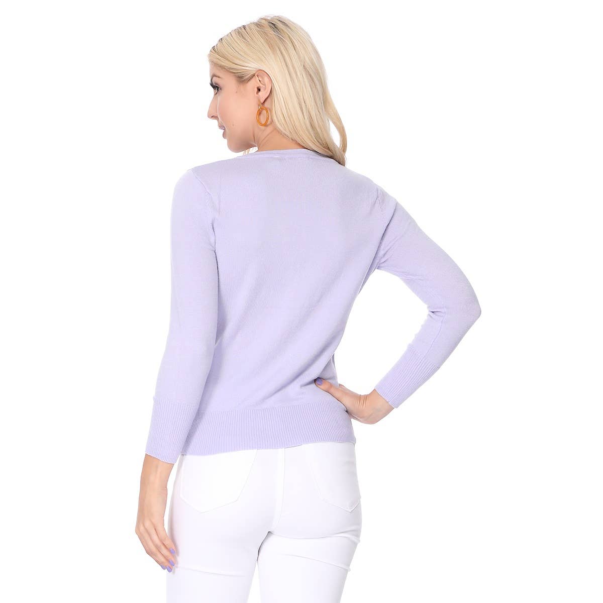 Mak - Wholesale Cardigan - Women's - 3/4 Sleeve Crewneck Plus Size Knit Cardigan Sweater CO079PL41