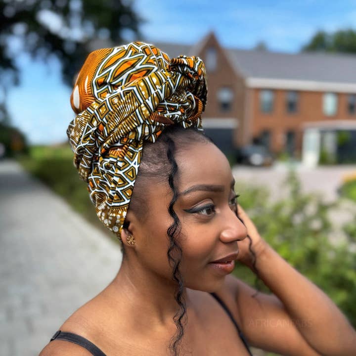 AfricanFabs - Wholesale Head scarf – Women's - African headwrap - Mustard