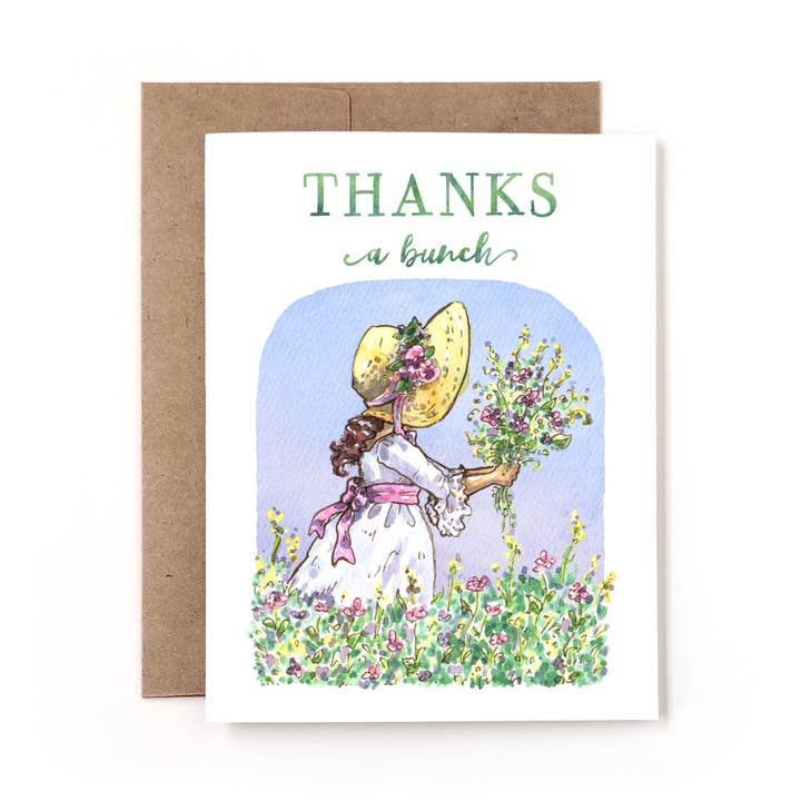 Tak for en Buket Akvarel Blomsterhat Kort for engroshandel hos Nettles & Lace Paper Co.