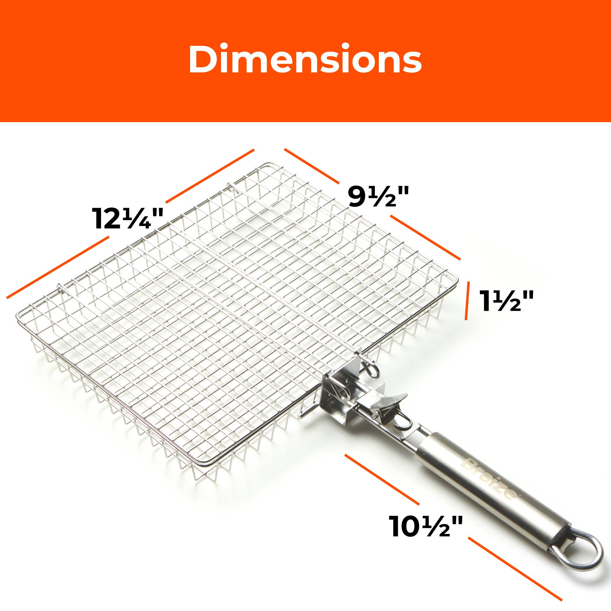 Braize – wholesale Outdoor grill tools – Grill Basket Set with Lid, Handle, Sponge & Basting Brush3