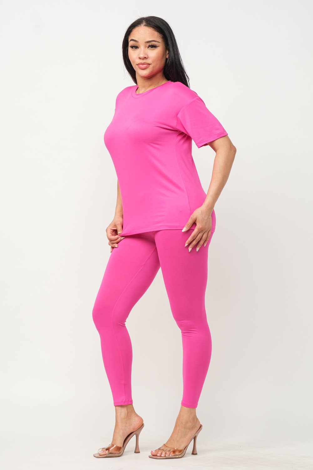 Julia by LoveJ - Wholesale Top & Pant Set (NOT Loungewear) - Women's - Plus Size Brushed Dty Round Neck Top Leggings Set2