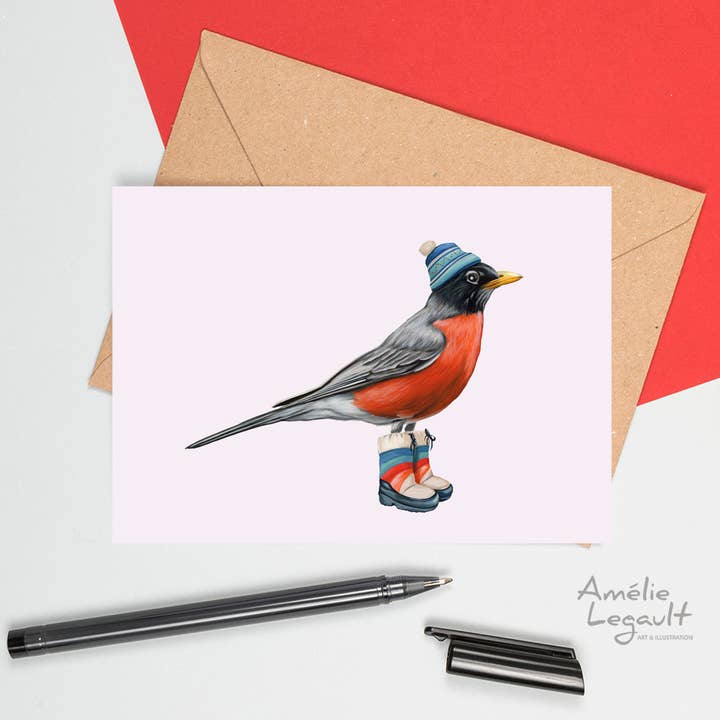 Sardines Studio - Wholesale Everyday Greeting Card - American Robin Greeting Card1