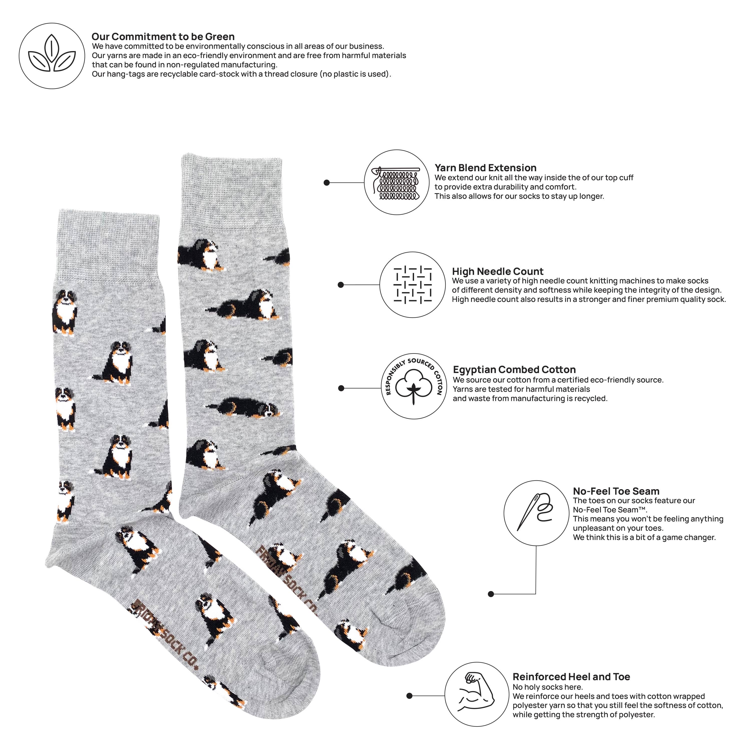 Friday Sock Co. - Wholesale Sokken - Heren - Heren Bernese Mountain Dog Ongelijke Sokken1