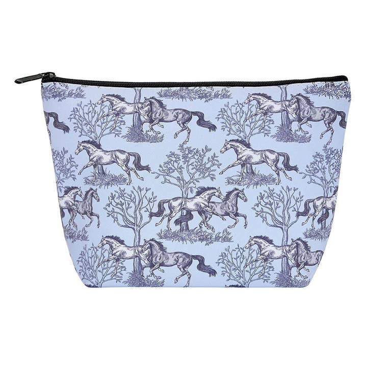 AWST Int'l "Lila" Blue Toile Large Cosmetic Pouch for wholesale by AWST Intl