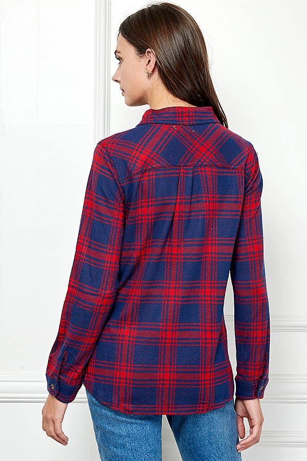 Veracci - Wholesale Button Down Shirt - Women's - Stretch button Up Women Plaid Sweater Shirt8