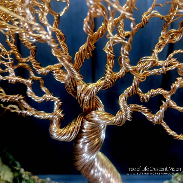 Elysian Workshop - Wholesale Sculpture - Tree of Life Crescent Moon Copper Wire on Ohko Stone8