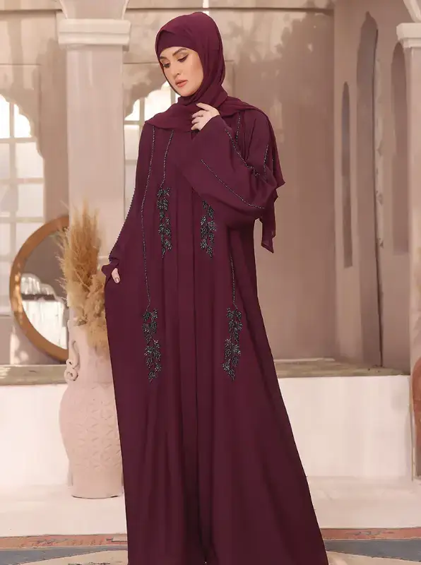 Multi Colored Noorain Black Handwork Abaya for wholesale on Faire0