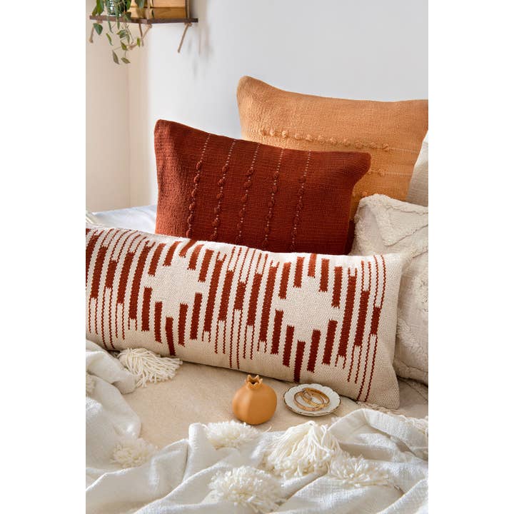 Casa Amarosa - Wholesale Lumbar Pillow - Terra Diamond Lumbar Pillow- 12 x 34 inch1