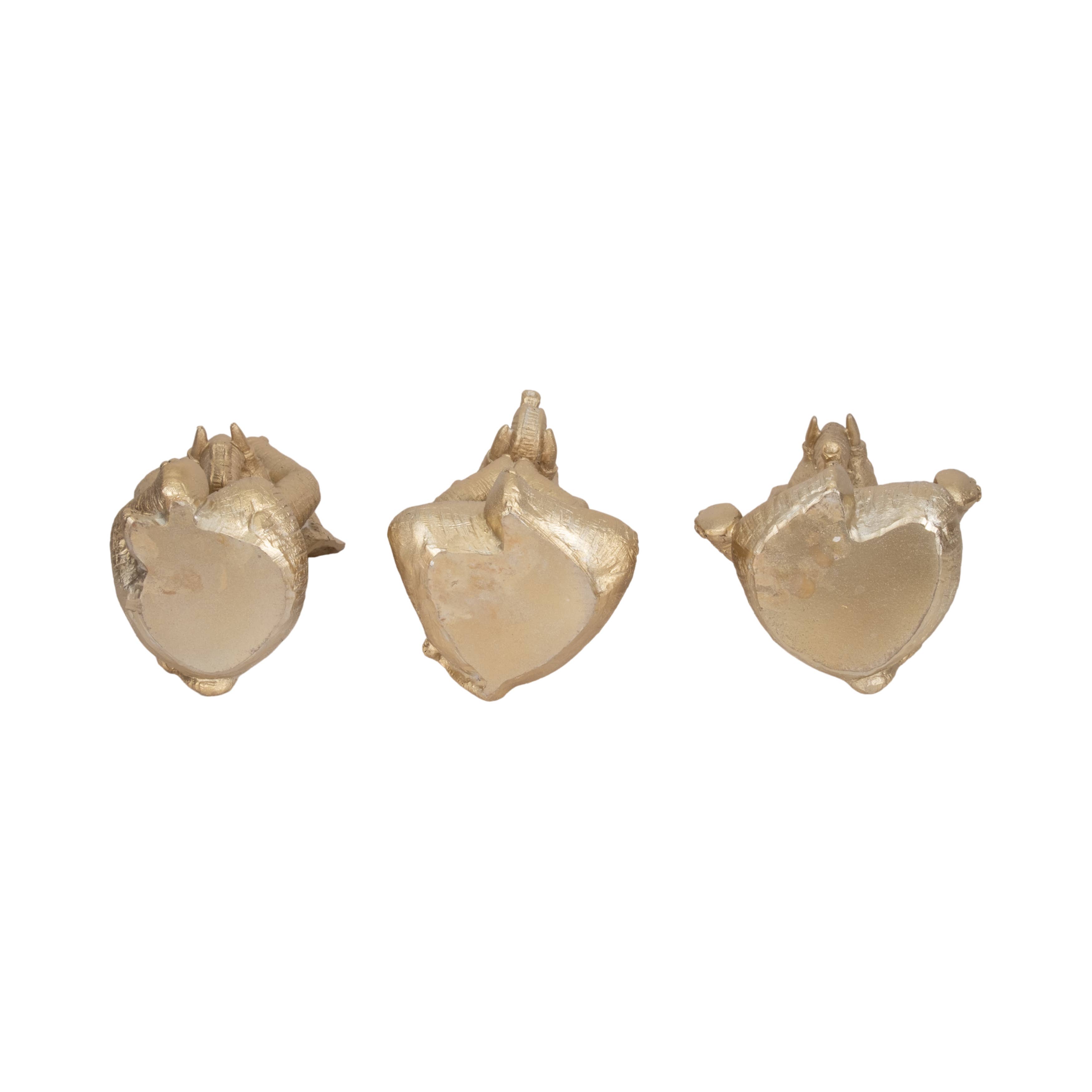 Sagebrook Home - Wholesale Decorative Figurine - Resin Yoga Poses Elephant Figurines Set of 3 - Gold, 8/9 in.9